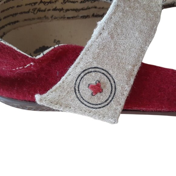 Livie & Luca Carta II Dark Red Felt Mary Jane Shoes Girls Size 13 Strap - Picture 4 of 5